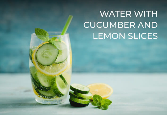 Water With Cucumber and Lemon Slices